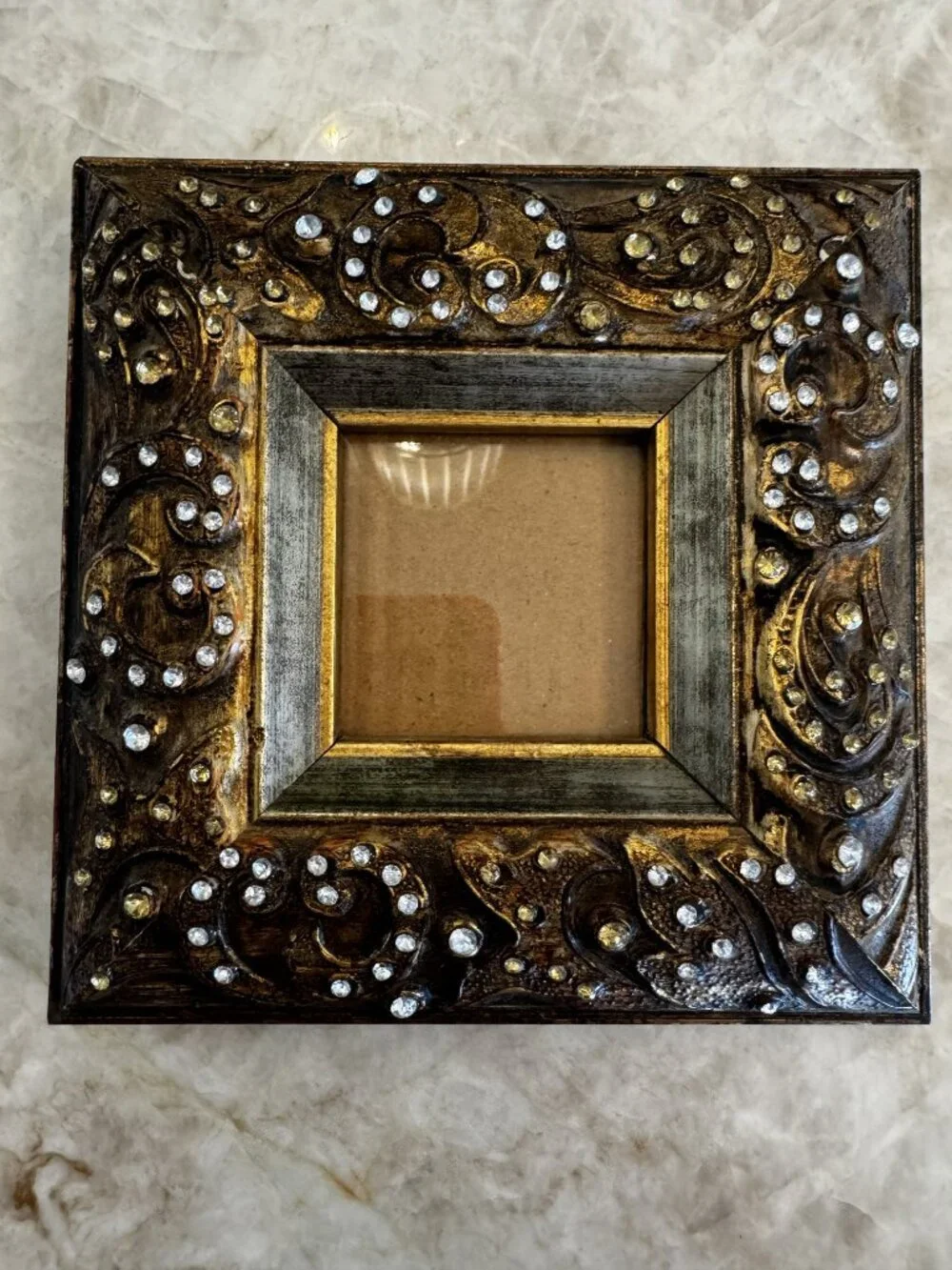 Picture Frames Brown Gold Bedazzled 6.5